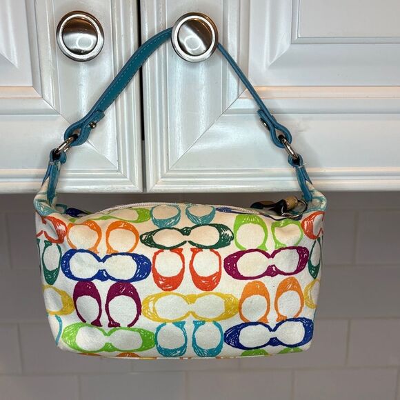 Coach Bag Purse Handbag Mini Hobo Signature "C" Rainbow Scribble Bag Pocketbook - Picture 4 of 16